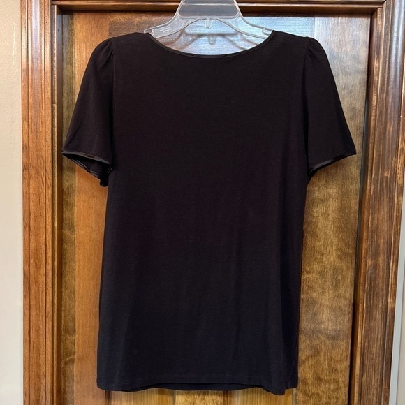 Peter Nygard SS Knit Top Expresso Brown Scoop Neckline Sz M EUC - Picture 2 of 8